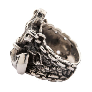 Bague pour homme ancre en argent sterling 925