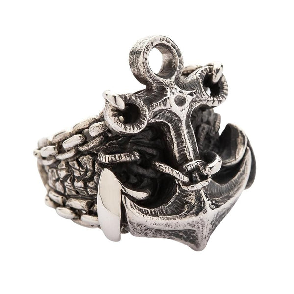 925 Sterling Silver Anchor Mens Ring