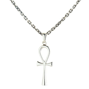 Minimal Sterling Silver Ankh Pendant, silver chain shown separately