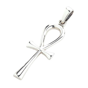 Minimal Sterling Silver Ankh Pendant, ankh pendant at an angle