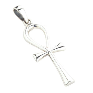 Minimal Sterling Silver Ankh Pendant, rear 925 hallmark