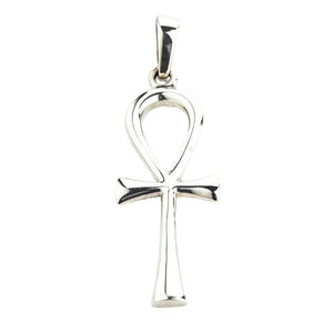 Minimal Sterling Silver Ankh Pendant, plain ankh front view