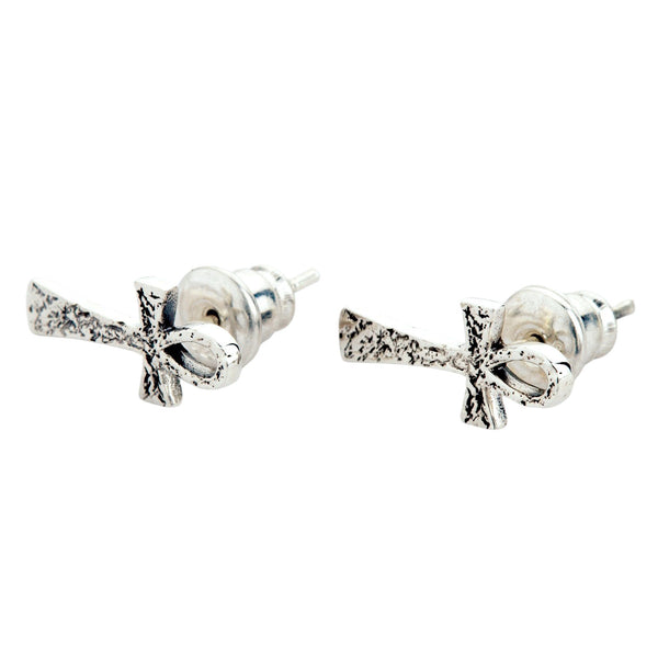 Sterling Silver Ankh Stud Earrings