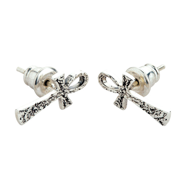 Sterling Silver Ankh Stud Earrings