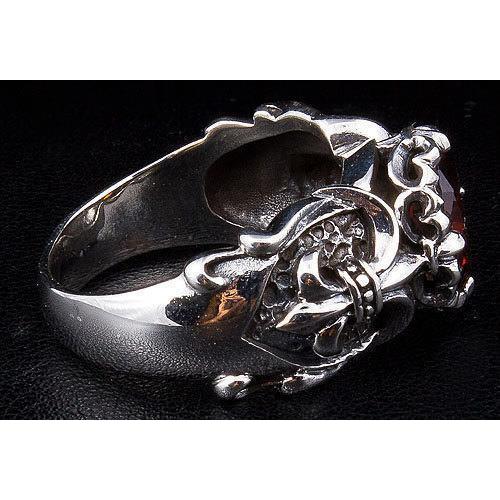 Gothic Ring Roter Granat Fleur De Lis