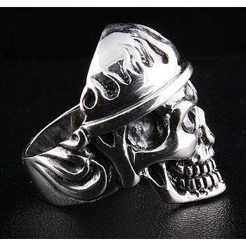 Sterling Silver Military Skull Army Ring