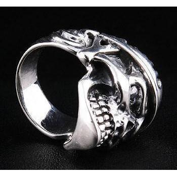 Серебряное армейское кольцо в стиле милитари с черепом