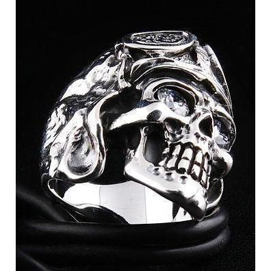 Серебряное кольцо-авиатор с черепом из стерлингового серебра 925 пробы
