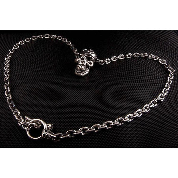 Sterling Silver Big Head Skull Chain Halsband