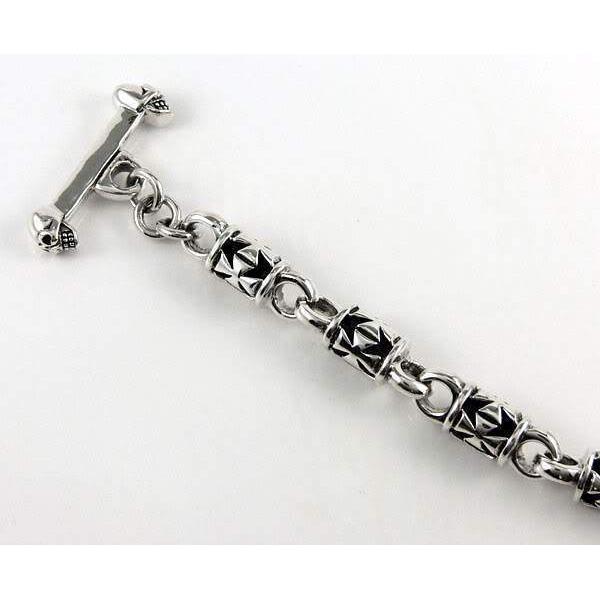 Bracciale a catena da uomo in argento sterling con croce di ferro