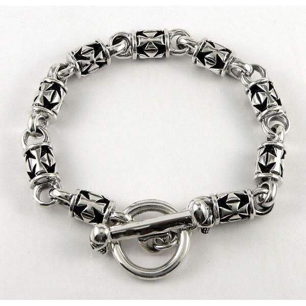 Мужской браслет-цепочка из стерлингового серебра с железным крестом