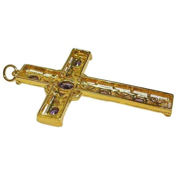 Croix d'évêque en or jaune améthyste