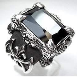 Anello da motociclista in argento sterling con artiglio di drago nero