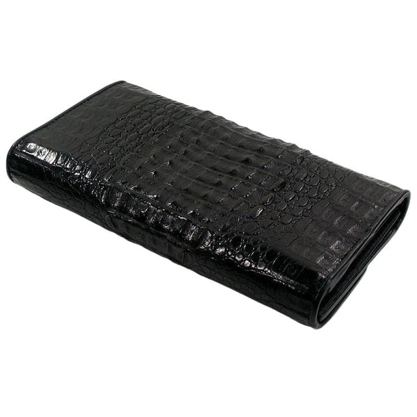 Black Genuine Crocodile Trifold Wallet