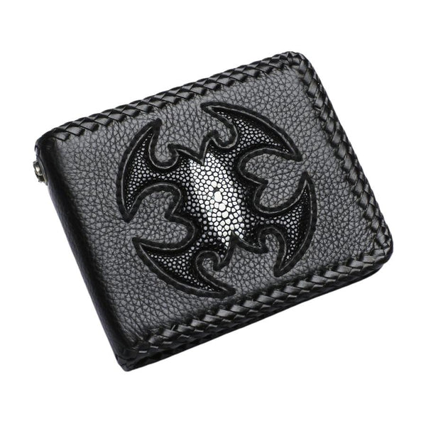 Black Leather Scorpion Stingray Biker Wallets