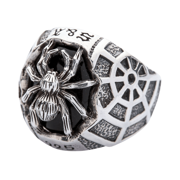 Sterling Silver Medium Black Spider Ring