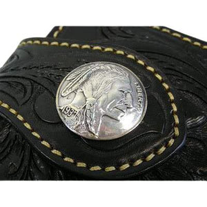 Portefeuilles de motard western noir en cuir véritable