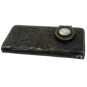 Portefeuilles de motard western noir en cuir véritable