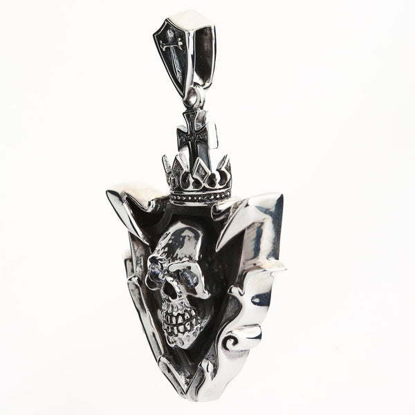 Sterling Silver Diamond Blade Skull Pendant