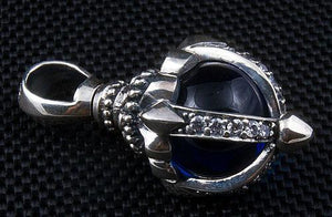 Colgante Flor Azul Plata