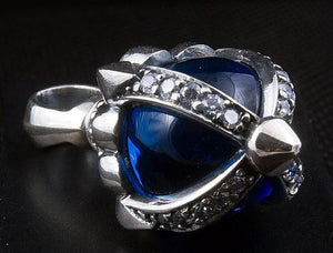 Colgante Flor Azul Plata