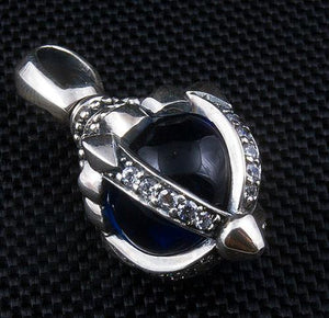 Colgante Flor Azul Plata