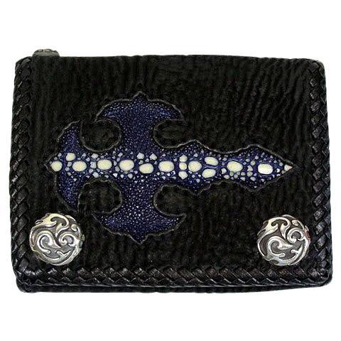 Blue Stingray Gothic Cross Biker Wallet