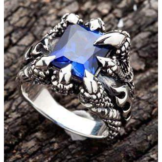Мужское готическое кольцо с синим сапфировым когтем