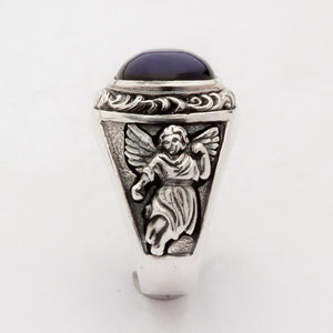 Amor-Liebesring aus Sterlingsilber mit blauem Stein