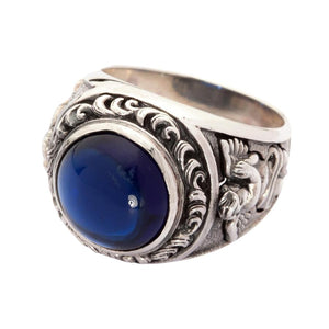 Amor-Liebesring aus Sterlingsilber mit blauem Stein