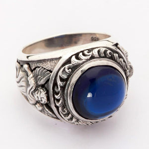 Amor-Liebesring aus Sterlingsilber mit blauem Stein