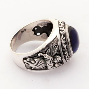 Amor-Liebesring aus Sterlingsilber mit blauem Stein