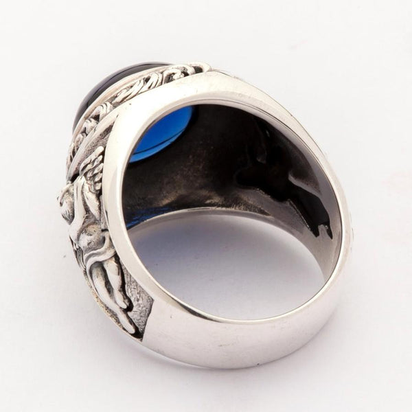 Sterling Silver Blue Stone Cupid Love Ring