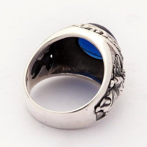 Amor-Liebesring aus Sterlingsilber mit blauem Stein