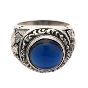 Amor-Liebesring aus Sterlingsilber mit blauem Stein