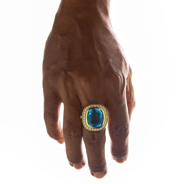 Mens Huge Natural Blue Topaz Ring