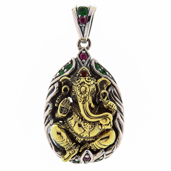 Pendente Ganesh in ottone con amuleto indù