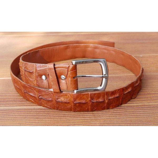 Cognac Crocodile Leather Belt
