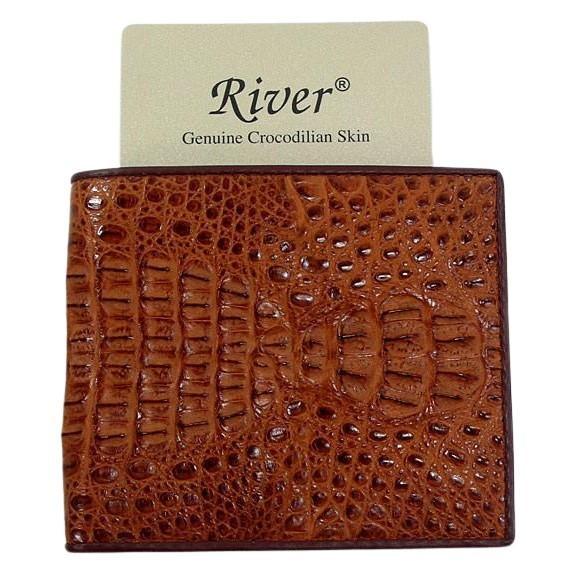 Brown Genuine Crocodile Head Skin Leather Wallet