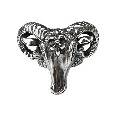 Sterling Silver Ram Head Men's Ring