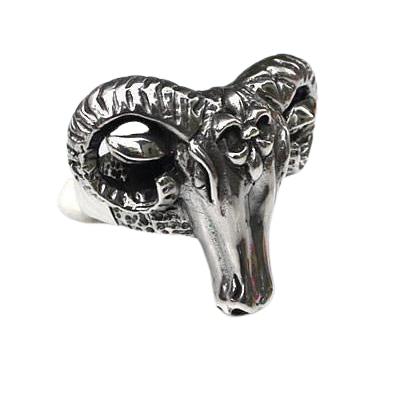 Мужское кольцо из стерлингового серебра с головой барана