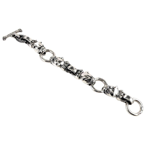 Silver Bulldog Head Bracelet