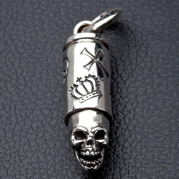 Sterling Silver Skull Bullet Pendant