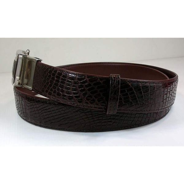 Burgundy Crocodile Stomach Leather Belt