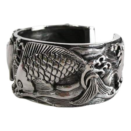 Silver Carp Koi Fish Cuff Bracelet