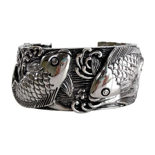 Silver Carp Koi Fish Cuff Bracelet