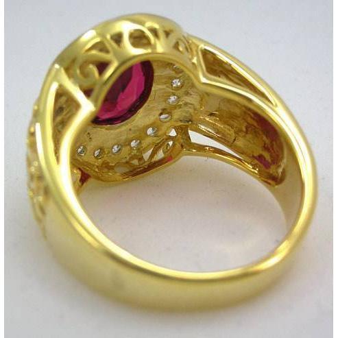 14K Yellow Gold Christian Ruby Mens Bishop Ring