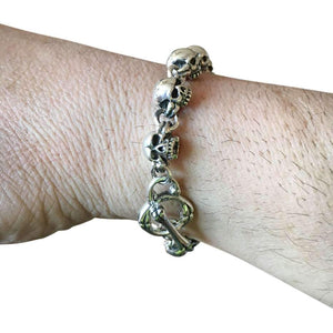 Bracciale in argento sterling piccolo con teschio grosso
