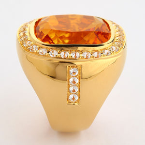 Huge Yellow Gold Mens Citrine Ring