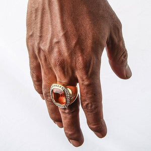 Huge Yellow Gold Mens Citrine Ring